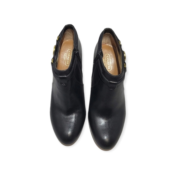 Black Ankle Booties Coach Salene Soft Leather with Stilleto Heels - Picture 2 of 11